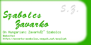 szabolcs zavarko business card